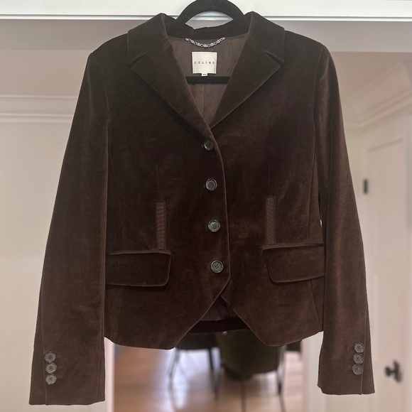 Vintage CELINE Brown Velvet Blazer - Never worn, like new - Size 10 - Picture 1 of 14